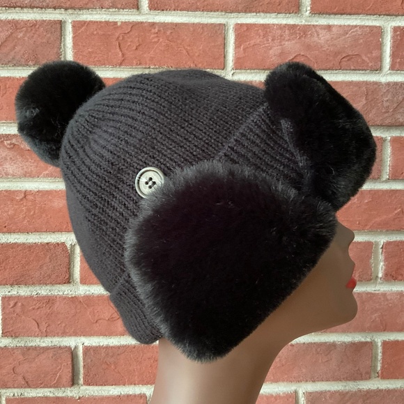 J.Jill Black Knit Trapper Hat Unisex O/S NWOT - Picture 1 of 11